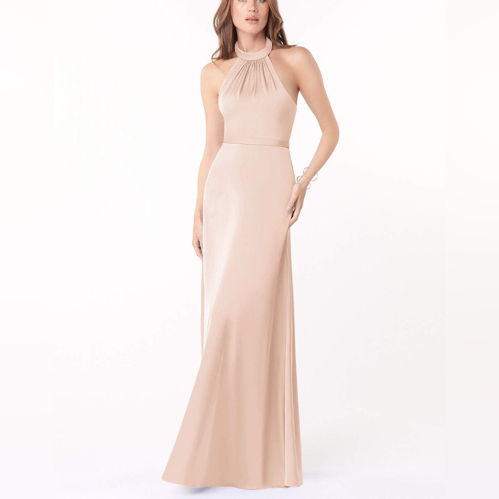 Azazie Delmar Satin Stretch Light Pink (English Rose) Dress